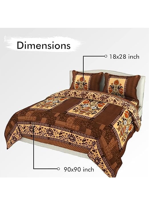 Luxury Trends Luxury Trends 210 TC Gamla Design Fleece Warm Polar Winter Double Bedsheet King Size1 Double Bedsheet with 2 Pillow Covers90x100 Inch Brown  - Image 4