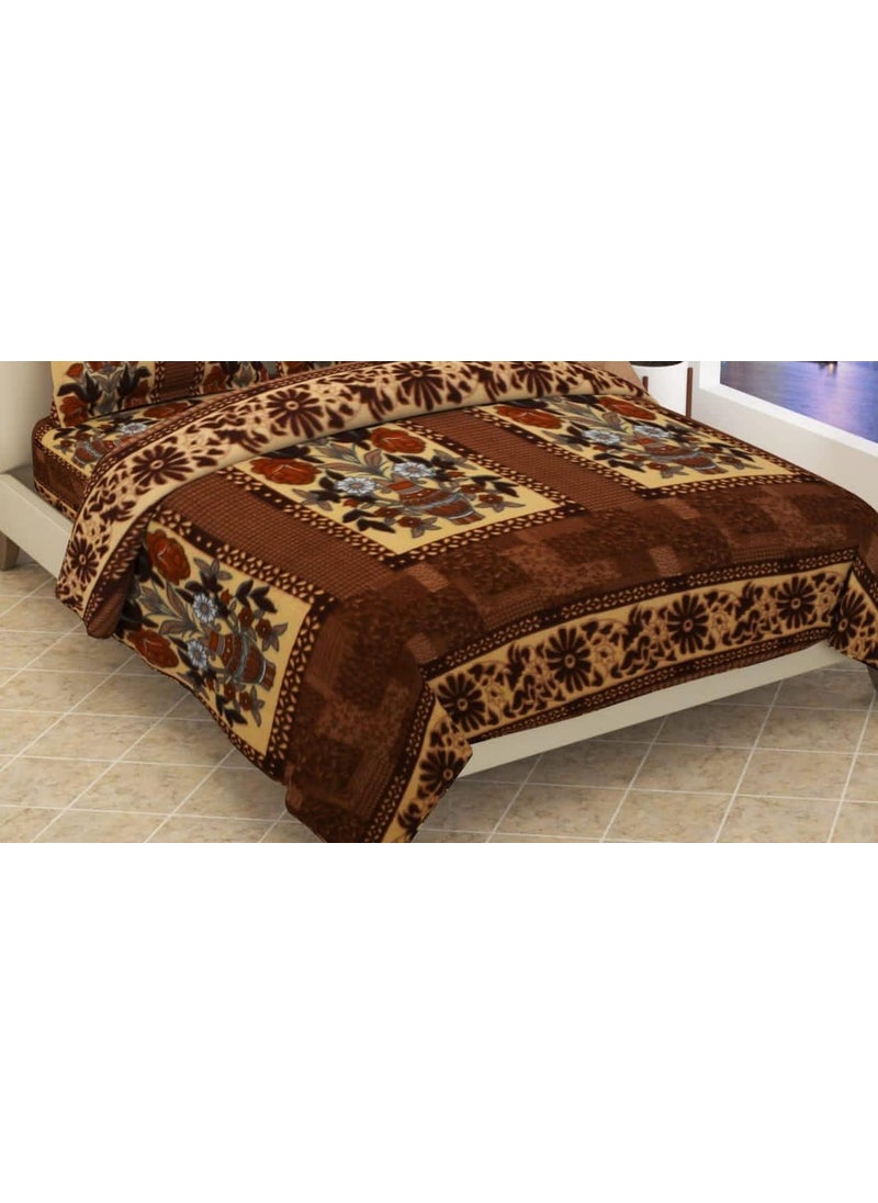 Luxury Trends Luxury Trends 210 TC Gamla Design Fleece Warm Polar Winter Double Bedsheet King Size1 Double Bedsheet with 2 Pillow Covers90x100 Inch Brown  - Image 2