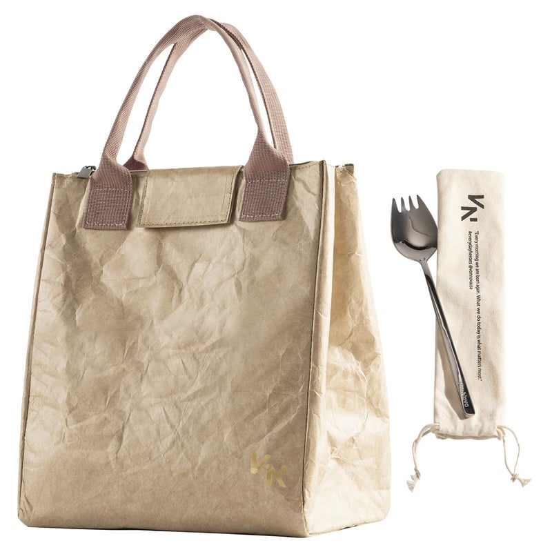 VonNova Insulated Lunch Box for Women 7L Capacity Leakproof Lunch Tote Bag Durable Lunchbox made from Tyvek Material Adult Cooler Bag for Work Picnic Travel and more Beige