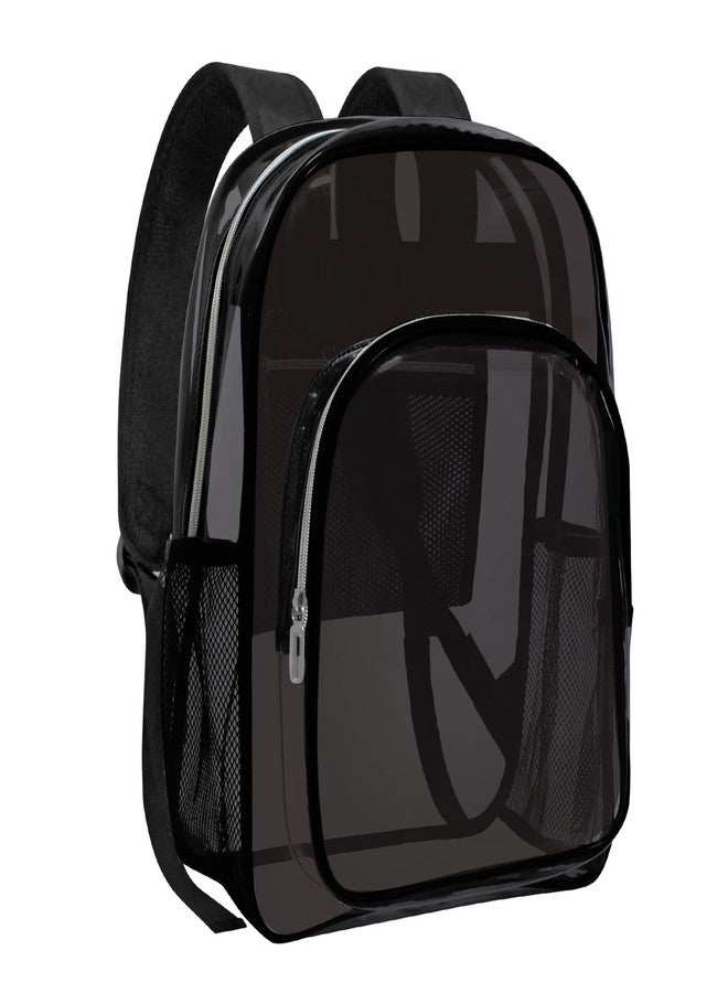 HEEYA Clear Backpack Heavy Duty Transparent Backpack for Security Travel Work (Black) - Image 1