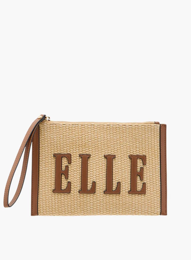ELLE Women's Logo Detail Clutch with Zip Closure and Wrist Loop