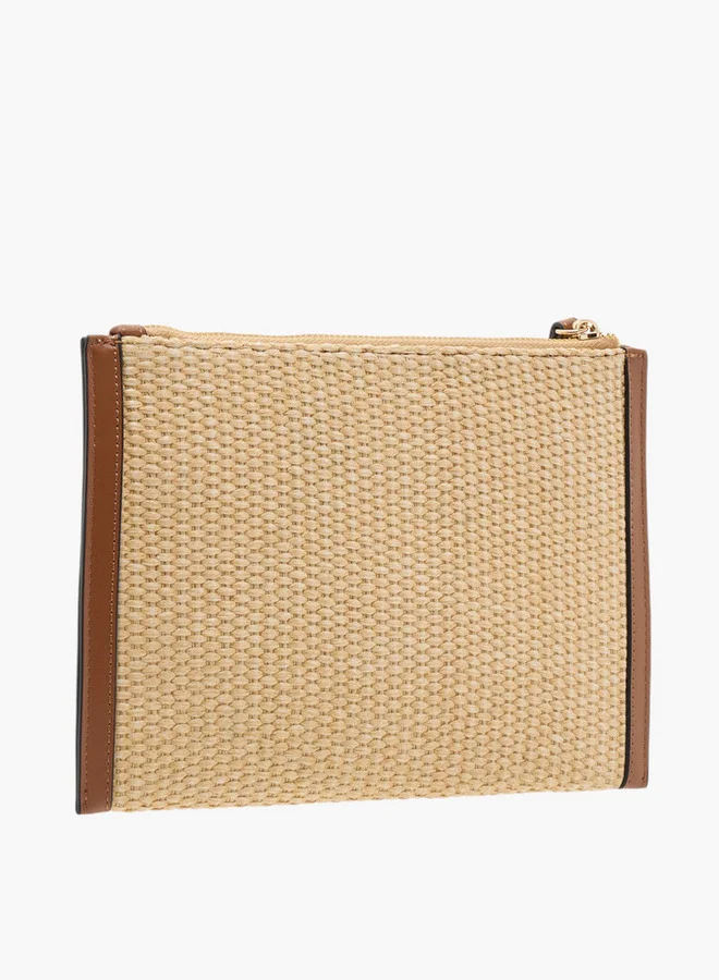 ELLE Women's Logo Detail Clutch with Zip Closure and Wrist Loop