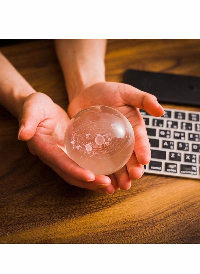 Y&D - 3D Solar System Model Crystal Ball 80mm 3.15" Engraved Hologram with Light Up Base Planet Science Astronomy Learning Toys Educational Gift for Kids - Image 1