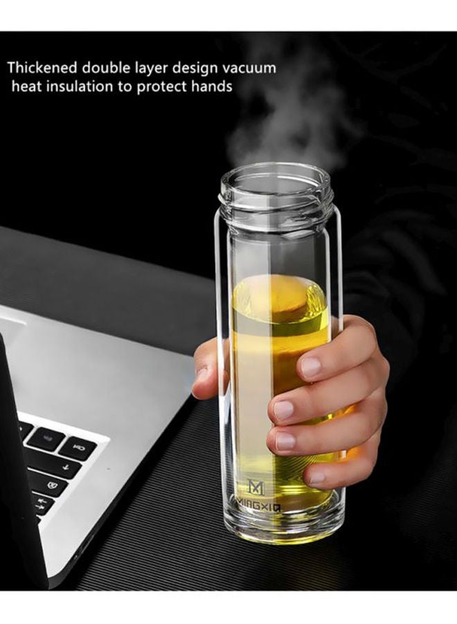 NIBEMINENT Double Glass Thickened Water Cup With Filter Clear/Black 20.5cm - Image 3