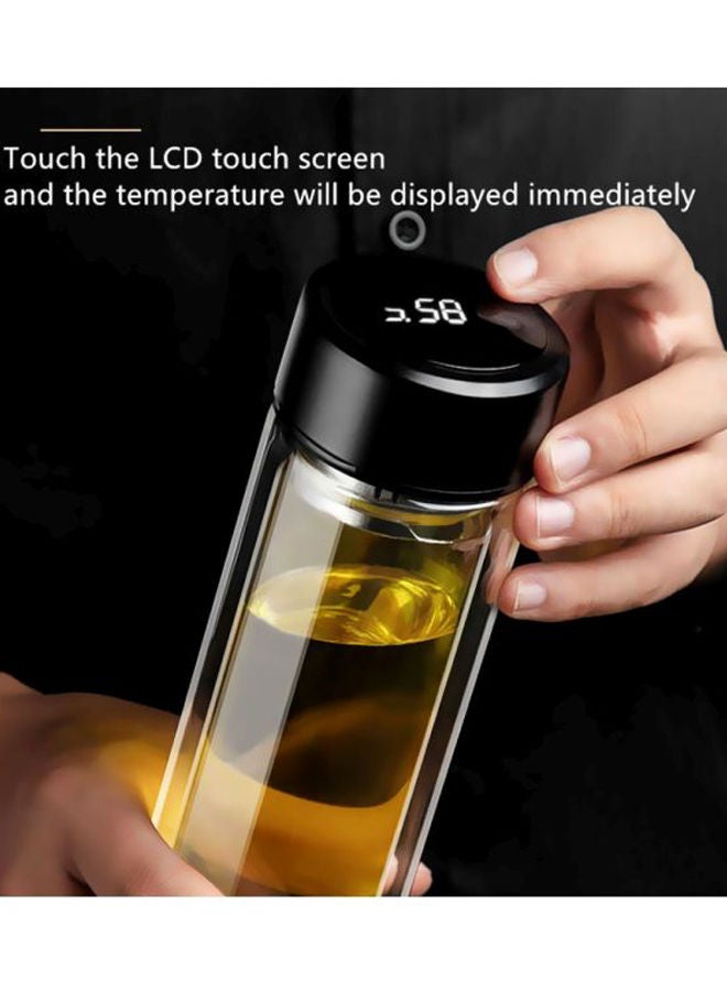 NIBEMINENT Double Glass Thickened Water Cup With Filter Clear/Black 20.5cm - Image 2