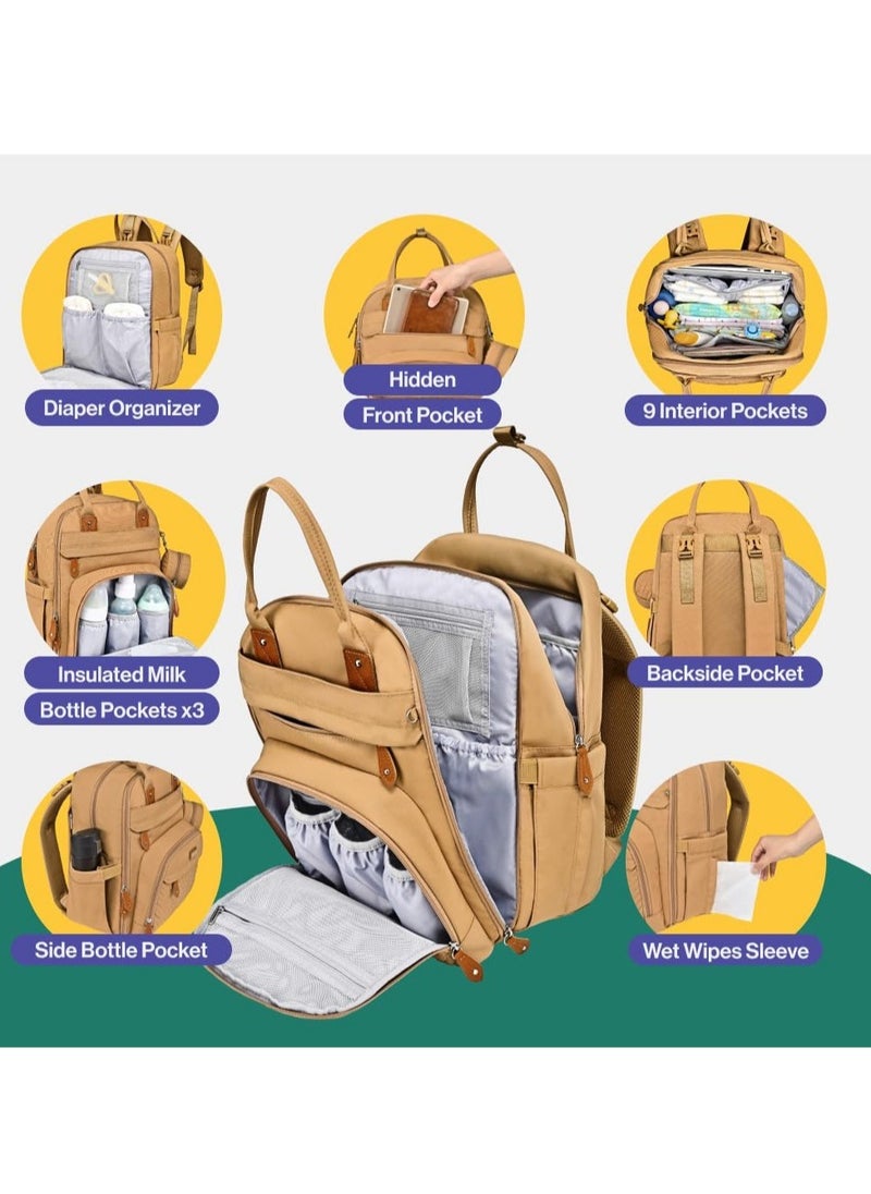 BabbleRoo Diaper Bag Backpack - Baby Essentials Travel Tote - Multi function Waterproof Diaper Bag, Travel Essentials Baby Bag with Changing Pad, Stroller Straps & Pacifier Case - Unisex, Beige - pzsku/Z1EC209DF57EF725EEECCZ/45/_/1701164565/ae2a2e8e-1561-4d11-88df-78361ce0fa66