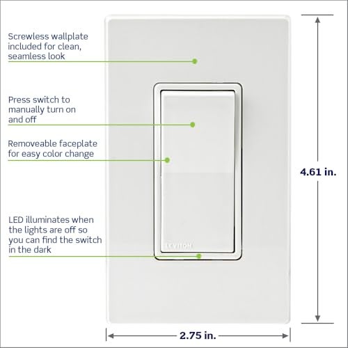 Leviton Decora Smart Switch Z-Wave 800 Series, ZW15S-1RW - Image 5