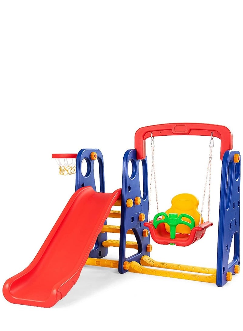 3 in 1 Toys Slide and Swing with Basketball Ring Set For Kids Activities Games  - Image 2