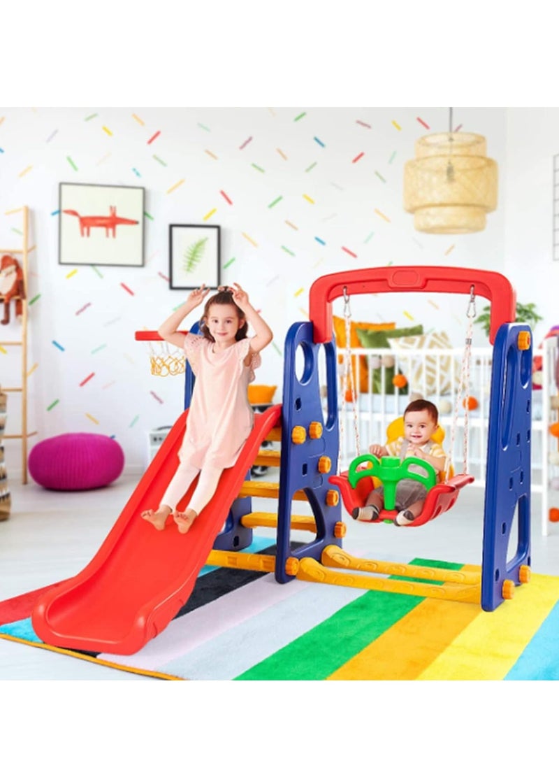 3 in 1 Toys Slide and Swing with Basketball Ring Set For Kids Activities Games  - Image 1