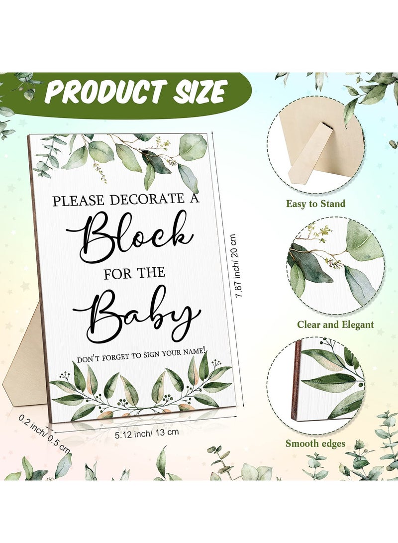 كابتن تيك 75 Pcs Baby Shower Block Games Sign Kit with 50 DIY Blank Wooden Blocks and 24 Acrylic Markers for Party Decoration - Image 2