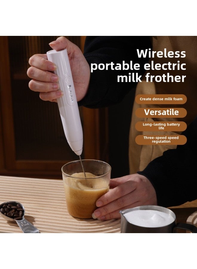 Electric Milk Beater Stainless Steel Coffee Cream Rechargeable Milk Beater Egg Beater Portable Blender-Color:Bubble Head Beat Egg Head (default Hair White)  - Image 3