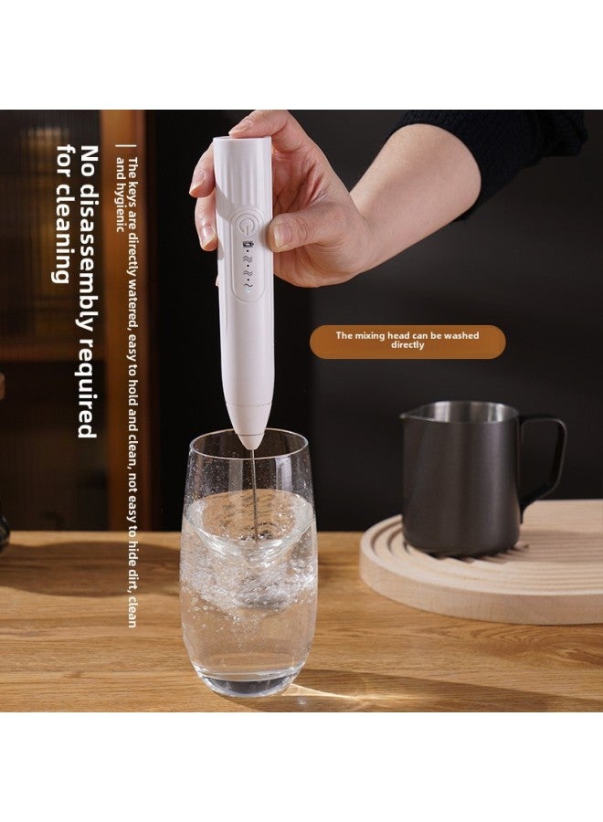 Electric Milk Beater Stainless Steel Coffee Cream Rechargeable Milk Beater Egg Beater Portable Blender-Color:Bubble Head Beat Egg Head (default Hair White)  - Image 4