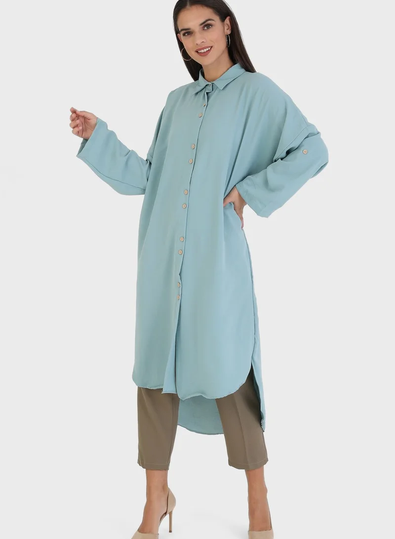Por La Cara By Modanisa Button Down Longline Tunic