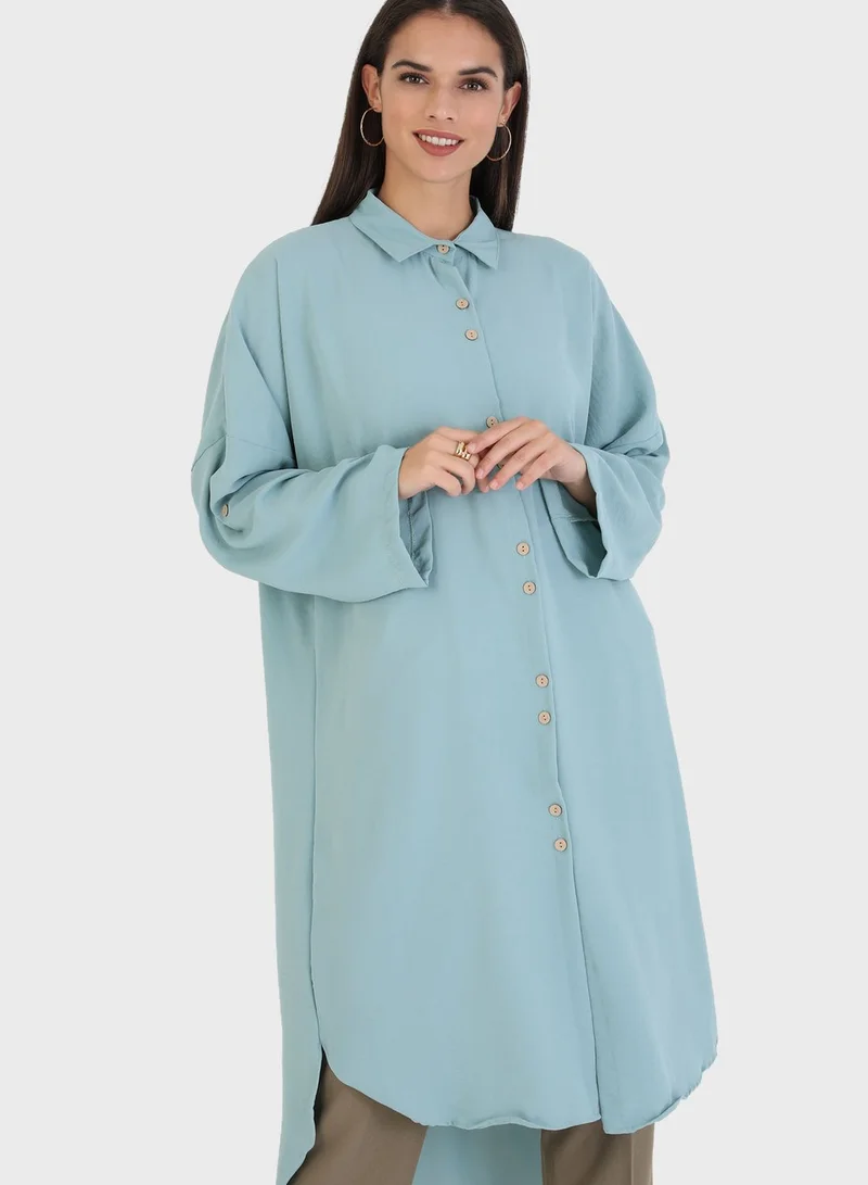 Por La Cara By Modanisa Button Down Longline Tunic