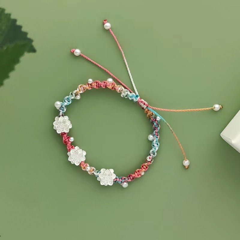 2024 Lotus Blossom Beaded Bracelet for Women Lotus colored rope bracelet 