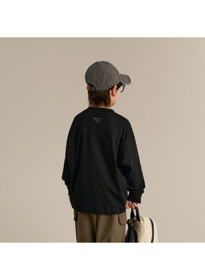 Chenchenma Oversized Liquid Ammonia Long Sleeve T-shirt Autumn Stylish Letter Print Loose Pure Cotton Parent-child Top 8390d - Image 2
