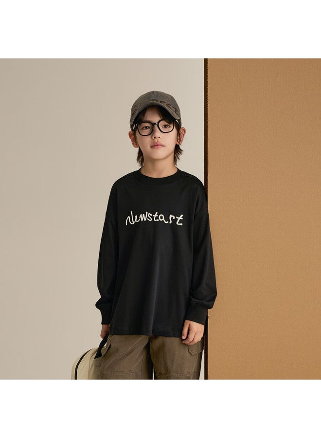 Chenchenma Oversized Liquid Ammonia Long Sleeve T-shirt Autumn Stylish Letter Print Loose Pure Cotton Parent-child Top 8390d - Image 3