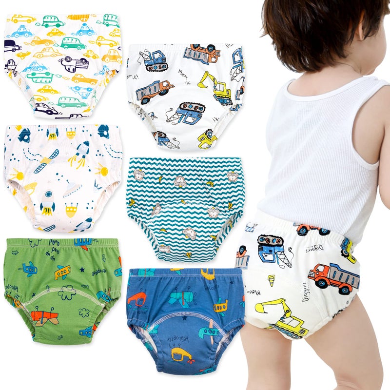 Max Shape Baby Boys Training Pants Underwear, Toddler Boys Potty Pee Training Underwear 6 Pack Blue 3T - Image 2