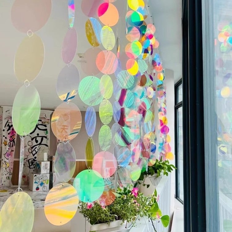 Pvc Colorful Film Laser Kindergarten Hanging Ornament Material Round Film Magic Color A4 Transparent Color Plastic Film Round - Image 1