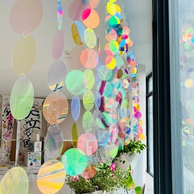 Pvc Colorful Film Laser Kindergarten Hanging Ornament Material Round Film Magic Color A4 Transparent Color Plastic Film Round - Image 2