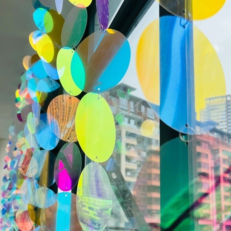 Pvc Colorful Film Laser Kindergarten Hanging Ornament Material Round Film Magic Color A4 Transparent Color Plastic Film Round - Image 5