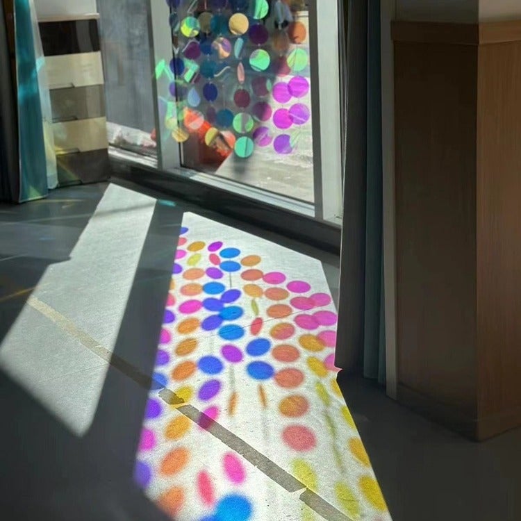 Pvc Colorful Film Laser Kindergarten Hanging Ornament Material Round Film Magic Color A4 Transparent Color Plastic Film Round - Image 3