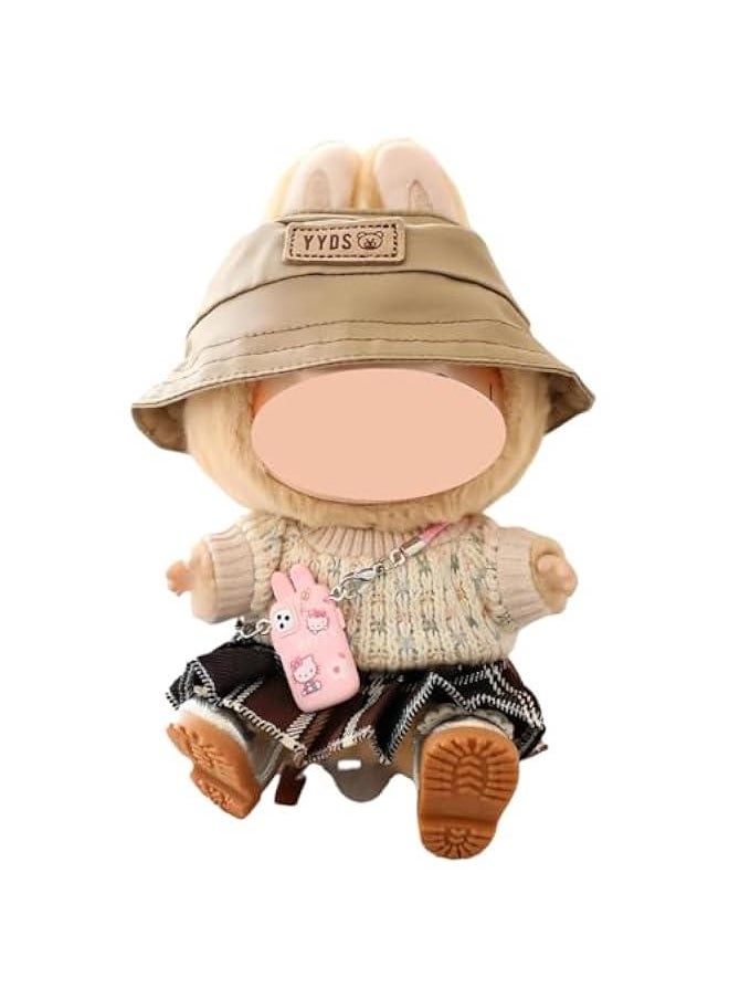 Arabest Labubu Clothes, labubu Outfit, labubu Keychain Accessories, Cute Fashion Hats and Clothes Set 5-Piece Set Suitable for 15cm and 17cm Labubu (Brown)  - Image 1