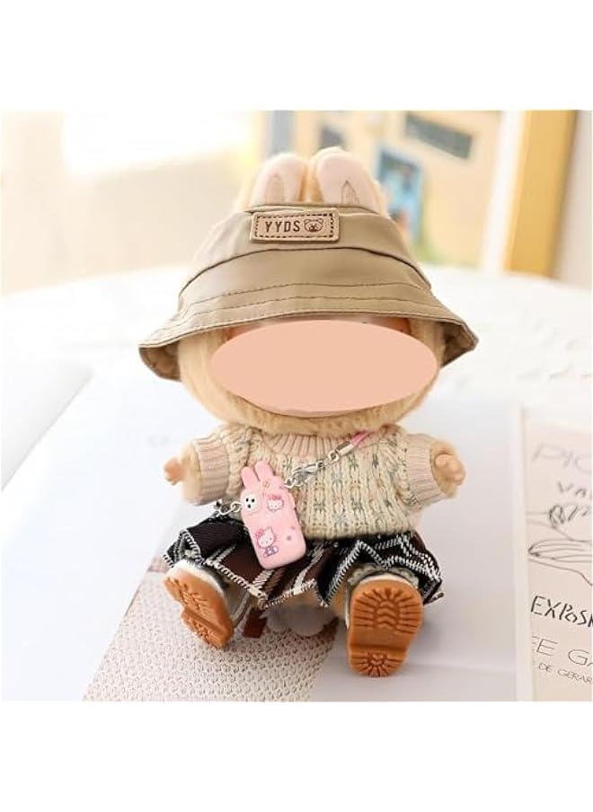 Arabest Labubu Clothes, labubu Outfit, labubu Keychain Accessories, Cute Fashion Hats and Clothes Set 5-Piece Set Suitable for 15cm and 17cm Labubu (Brown)  - Image 2