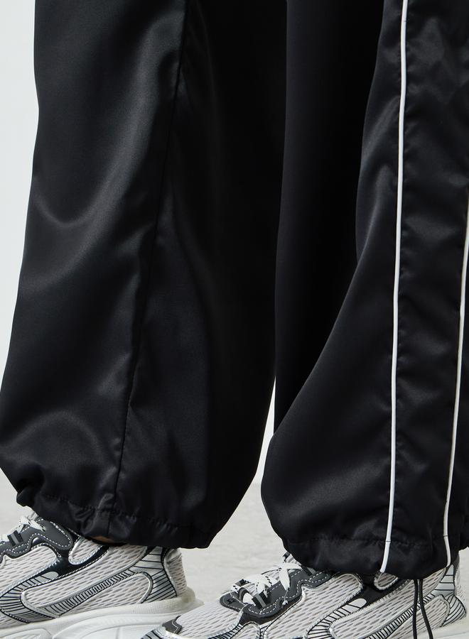 Styli Active Black Dual Side Stripe Toggle Adjuster Straight Pants - Image 3