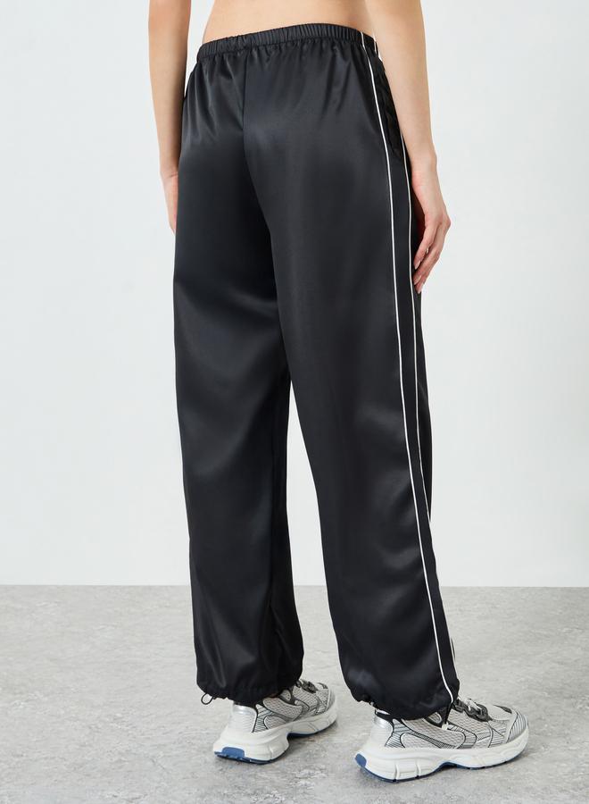 Styli Active Black Dual Side Stripe Toggle Adjuster Straight Pants - Image 4