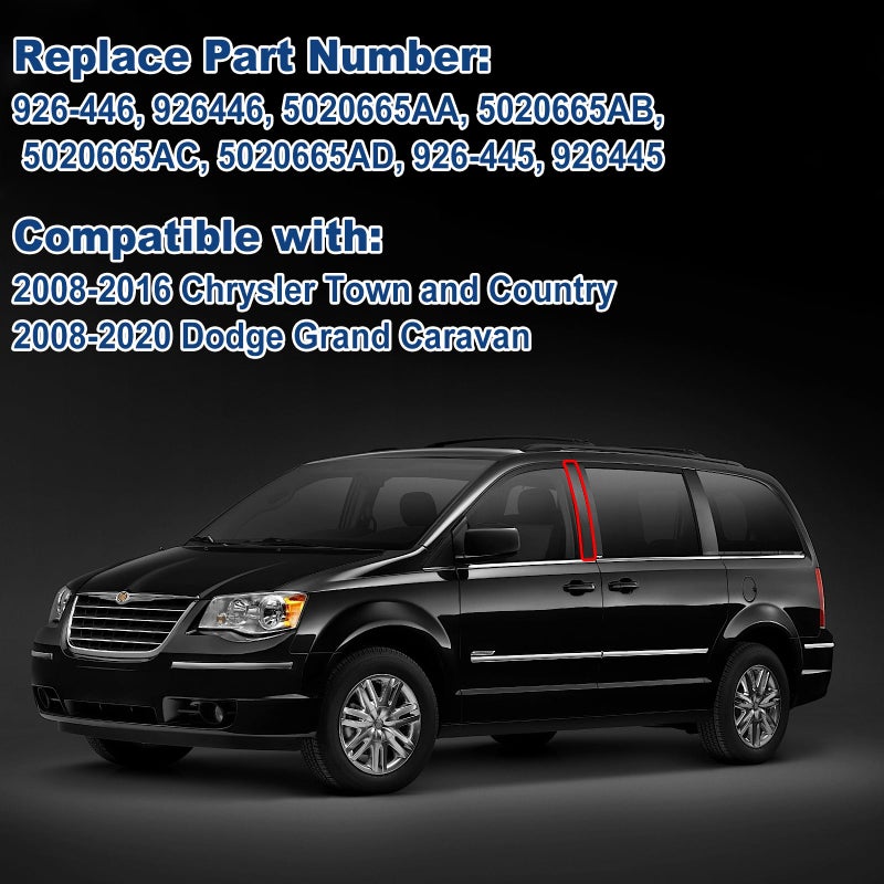 FEXON 926445 926446 Driver and Passenger Side B Pillar Trim Cover Front Windshield Outer Door Molding Compatible with Chrysler Town Country and Dodge Grand Caravan 2008-2020 Replace 5020664AA 5020665AC - Image 3