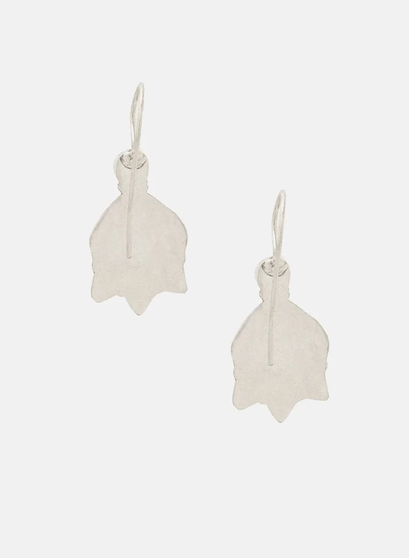 Priyaasi Plated Emerald Studded Oxidized Contemporary Drop Earrings