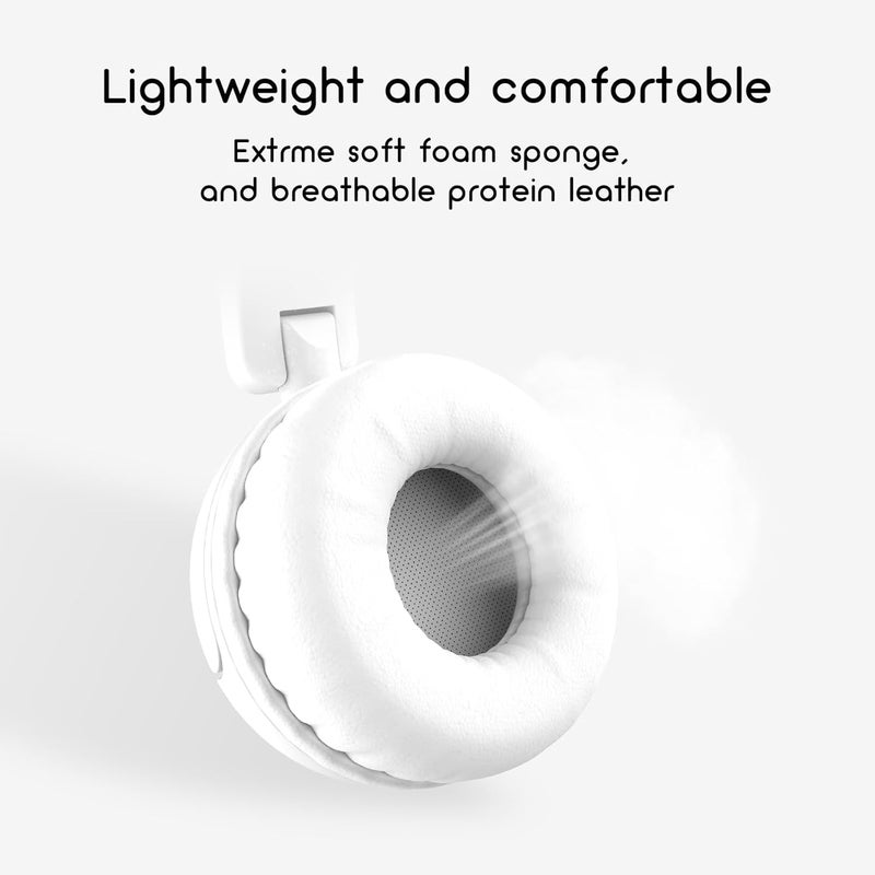 IMYB Kids Headphones, V1 Foldable Headphones for kids, Wired Stereo Tangle-Free On-Ear Headphones for School/Boys/Girls/Toddlers/Childrens/Teens/Ipad/Tablet/Kindle/Phones/Travel/Plane (White) - Image 4
