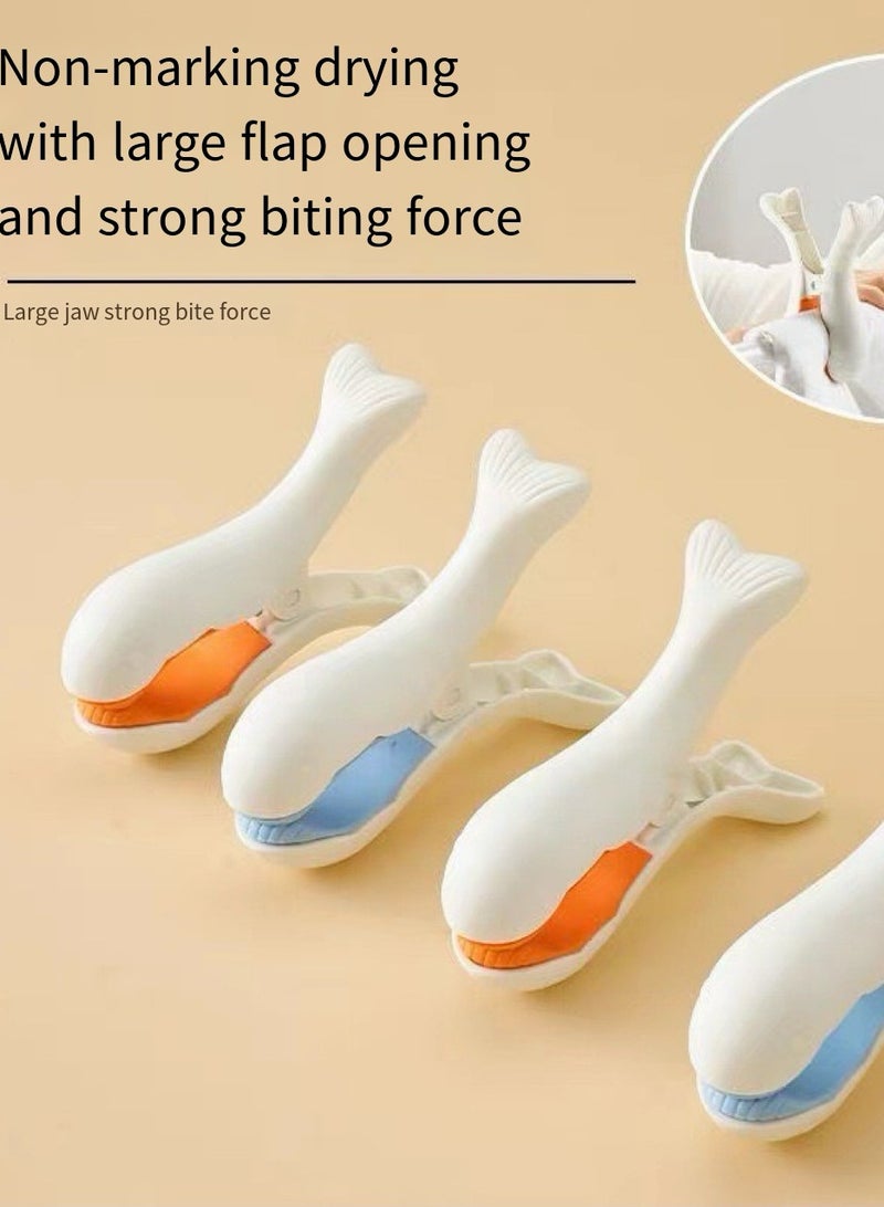 6 heavy duty laundry clips quilt drying clips to prevent towels, clothes, blankets from blowing away, orange + blue  - Image 1