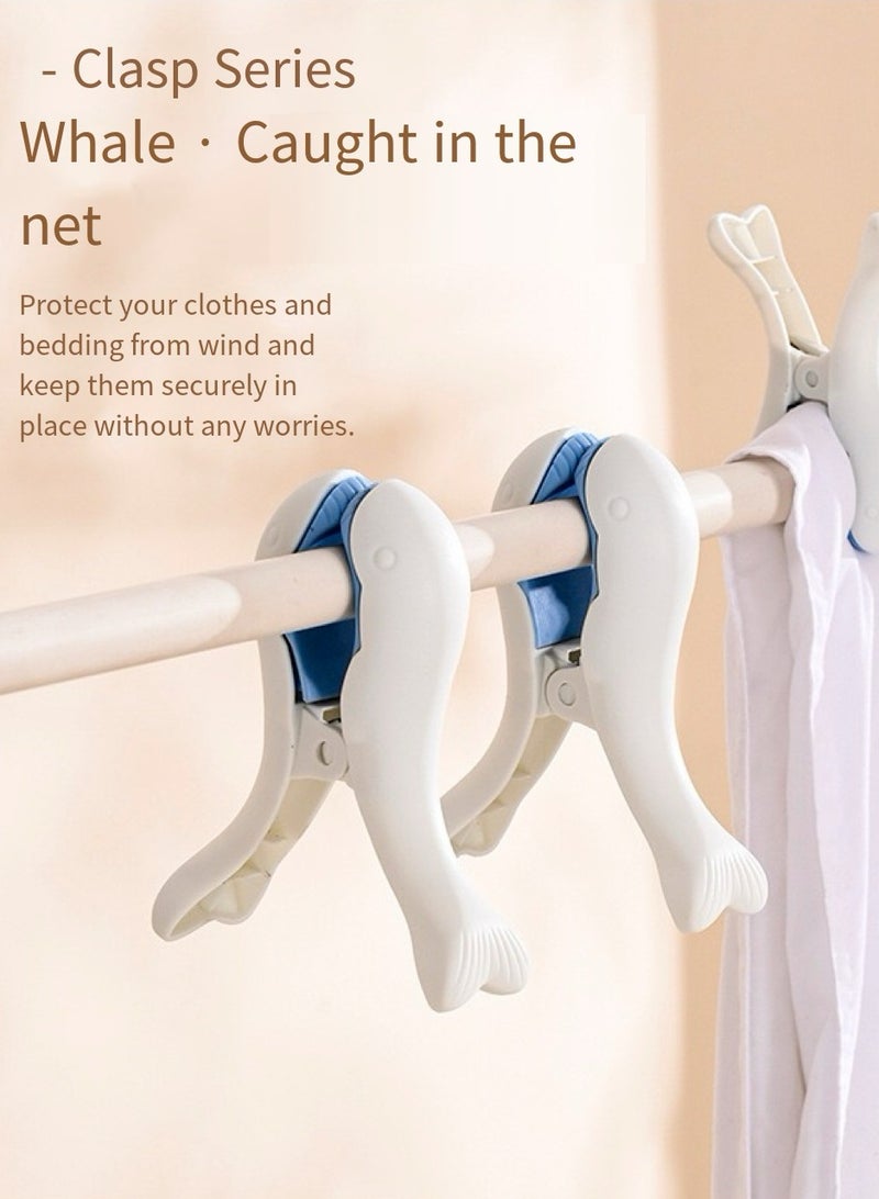 6 heavy duty laundry clips quilt drying clips to prevent towels, clothes, blankets from blowing away, orange + blue  - Image 4