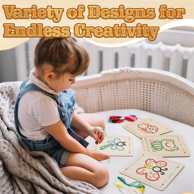 Wooden Lacing Activity Kit - Fine Motor Skill Development and Creative Threading Set for Kids - Image 2