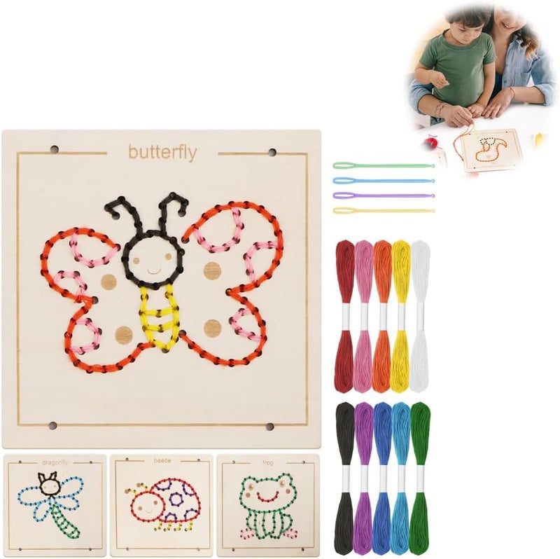 Wooden Lacing Activity Kit - Fine Motor Skill Development and Creative Threading Set for Kids - Image 1