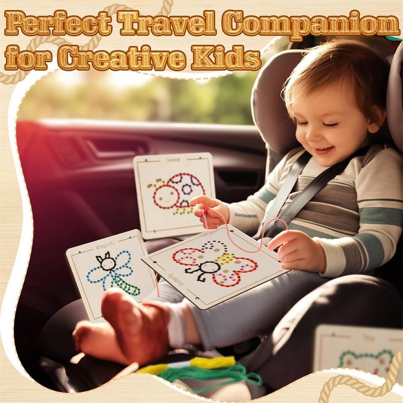 Wooden Lacing Activity Kit - Fine Motor Skill Development and Creative Threading Set for Kids - Image 4