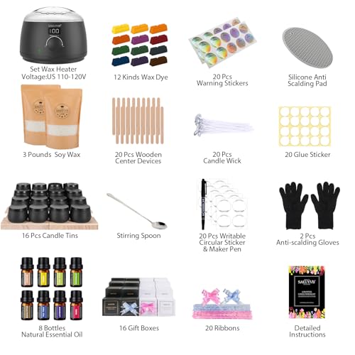SAEUYVB Candle Making Kit for Adults with Hot Plate DIY Starter Soy Candle Making SuppliesKit Perfect as Home DecorationsBlack - Image 5