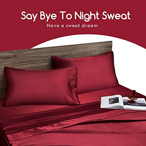 BHUMLO Satin Silk Pillow Covers for Hair | Satin Pillow Covers for Hair and Skin 2Pack | Silk Pillow Case (maroon) - Image 3