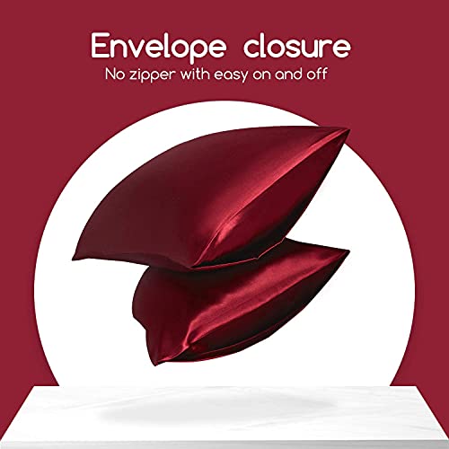 BHUMLO Satin Silk Pillow Covers for Hair | Satin Pillow Covers for Hair and Skin 2Pack | Silk Pillow Case (maroon) - Image 5