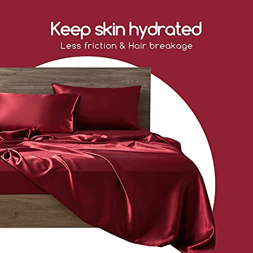 BHUMLO Satin Silk Pillow Covers for Hair | Satin Pillow Covers for Hair and Skin 2Pack | Silk Pillow Case (maroon) - Image 4