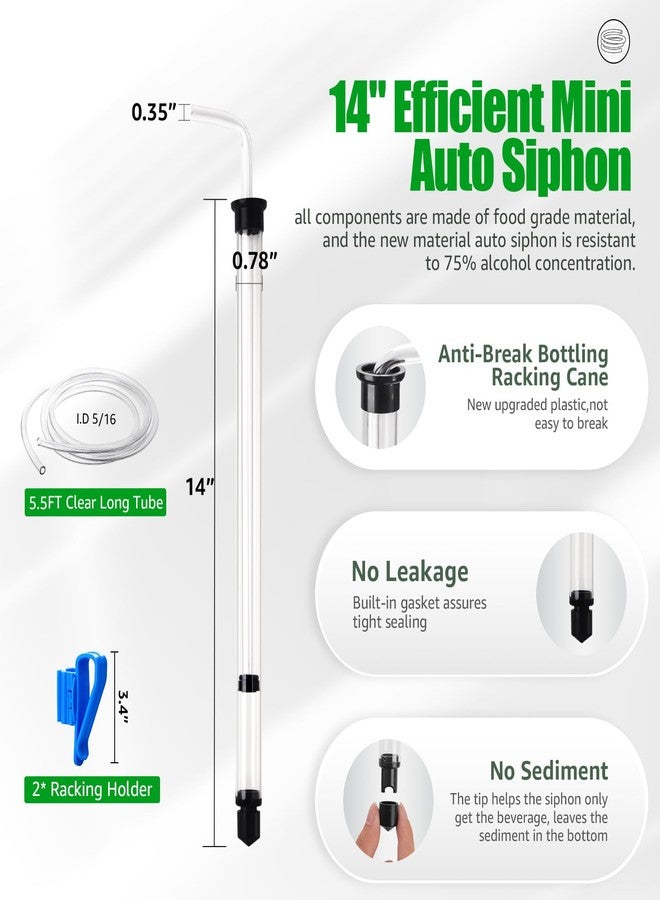 Dbgogo مضخة سيفون أوتوماتيكية من دي بي جوجو مقاس 14 بوصة مع عصا تعبئة، وقصبة سحب مقاس 3/8 بوصة، ومضخة سيفون نبيذ منزلية الصنع مع أنبوب سيليكون بطول 5.5 قدم ومشبك، مجموعة سهلة التعبئة والتخمير لصنع نبيذ الميد - Image 2