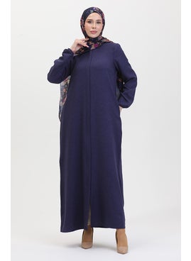 Sefa Merve Pocket Abaya 24017-05 Navy Blue  - Image 1