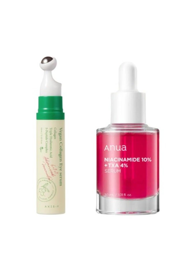 AXIS-Y Vegan Collagen Eye Serum 10ml + Niacinamide 10% + TXA 4% Serum 30ml, for Sensitive skin, Korean Glass Skin, Fragrance-Free 30ml - Image 1