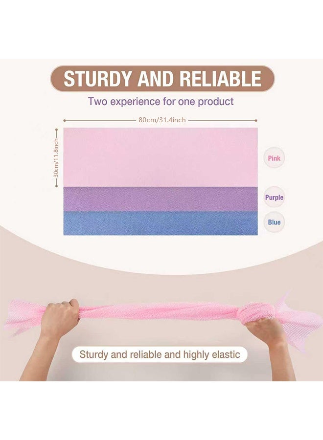 3 Pcs Blue, Pink, Purple Extra Long 31.4" L x 11.81" W African Net Sponge & Loofah Back Scrubber, Exfoliating Washcloth & Body Scrubber for Shower - Image 2