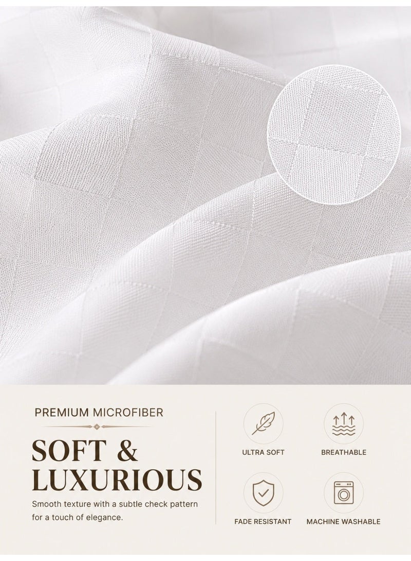 Eworld 4-Piece Cushion Cover Set, Ultra Soft Microfiber, Mini Check Print, Breathable & Fade Resistant, Machine Washable Cushion Covers, Available in 2 Sizes - Image 4