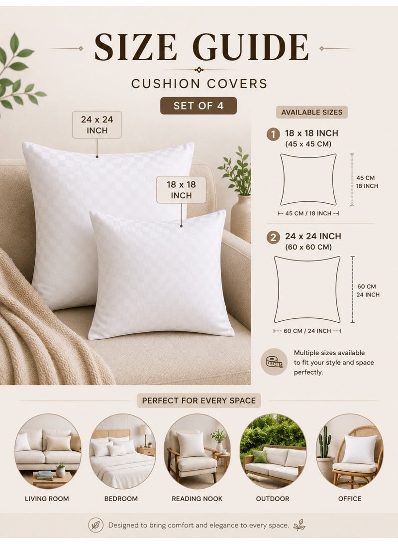 Eworld 4-Piece Cushion Cover Set, Ultra Soft Microfiber, Mini Check Print, Breathable & Fade Resistant, Machine Washable Cushion Covers, Available in 2 Sizes - Image 2