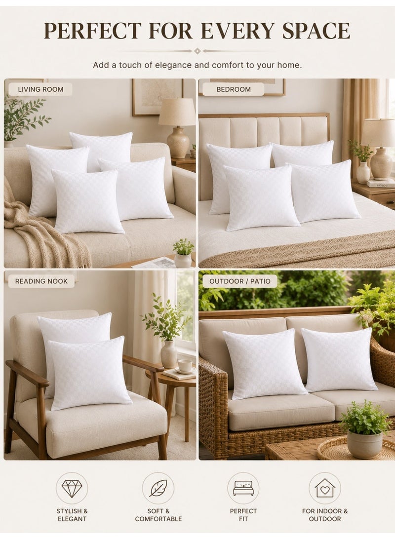 Eworld 4-Piece Cushion Cover Set, Ultra Soft Microfiber, Mini Check Print, Breathable & Fade Resistant, Machine Washable Cushion Covers, Available in 2 Sizes - Image 3