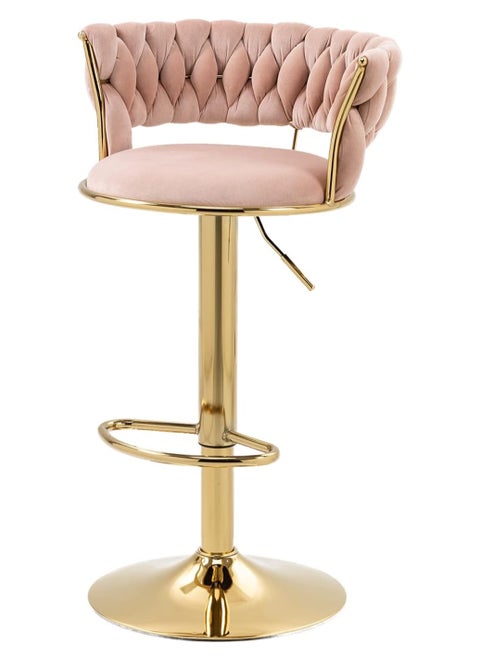 Bar Stools 360° Swivel Chair with Backrest, Modern Adjustable Counter Height Barstools, Premium Velvet Upholstered Bar Stool for Kitchen Pub, Café, Counter, Bar, Restaurant